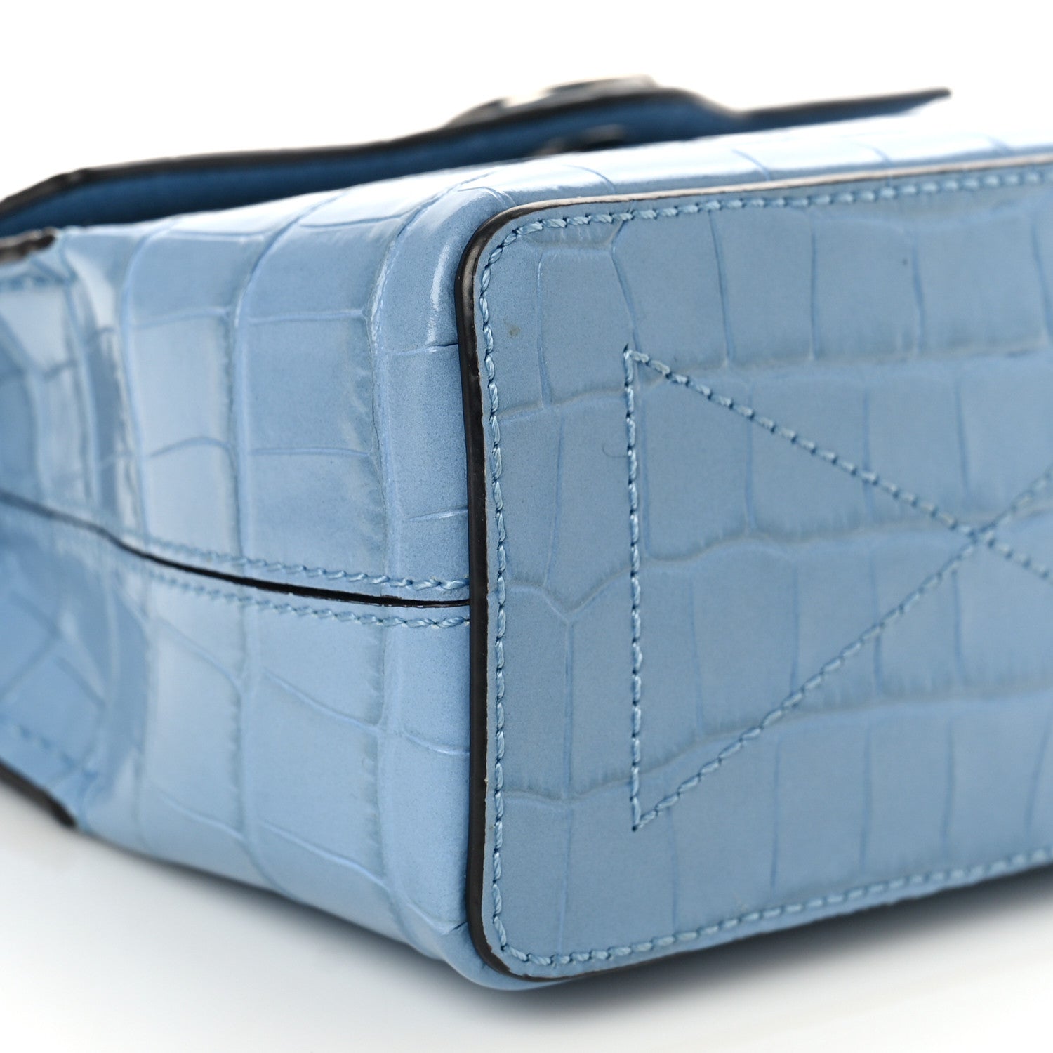 Mulberry Shiny Croc Calfskin Embossed Micro Seaton Blue 7 of 8