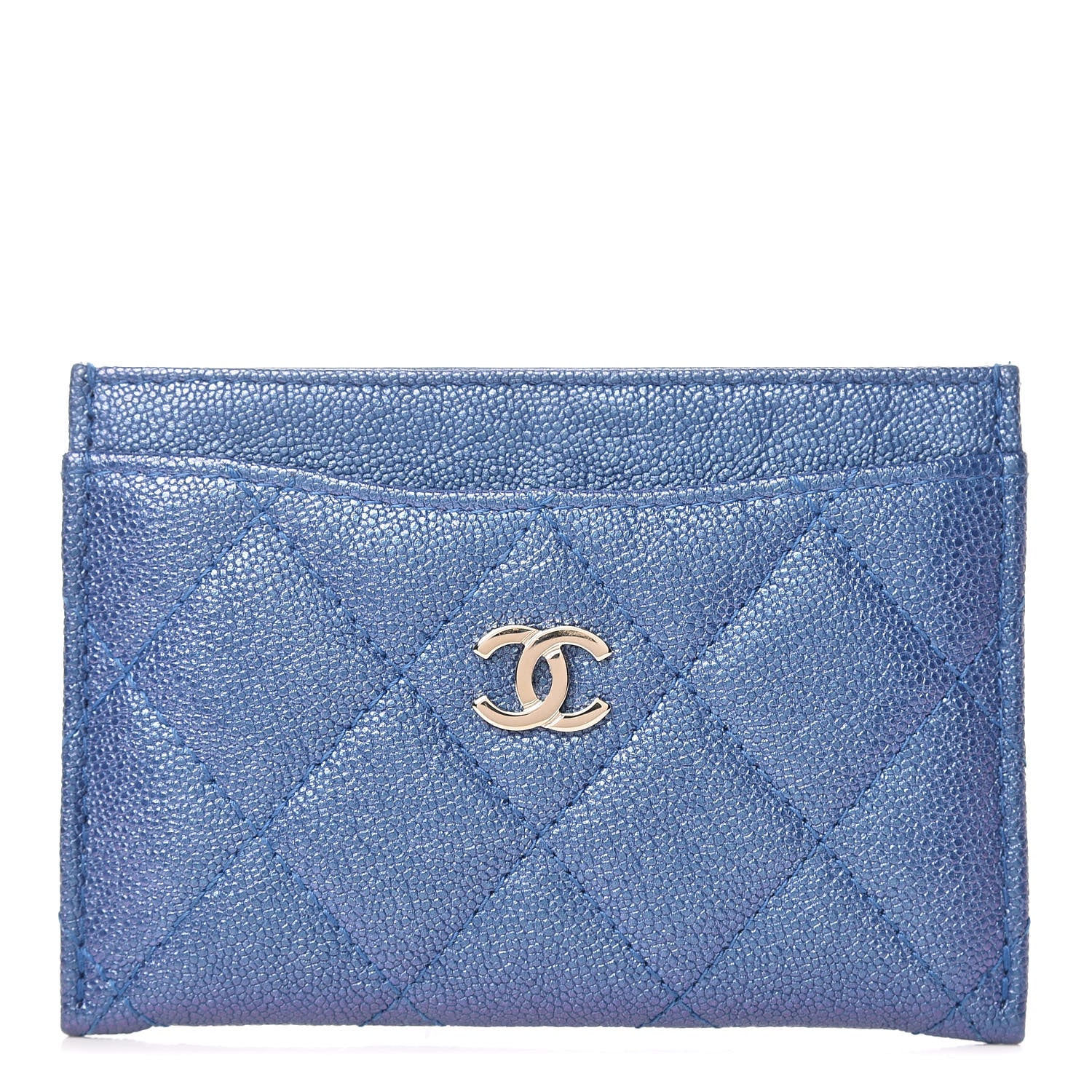 Chanel Iridescent Caviar Quilted Card Holder Dark Blue 1 of 9