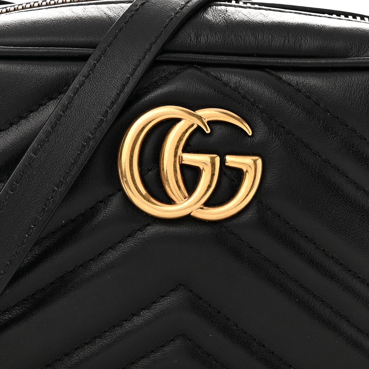 Calfskin Matelasse Mini GG Marmont Chain Shoulder Bag Black