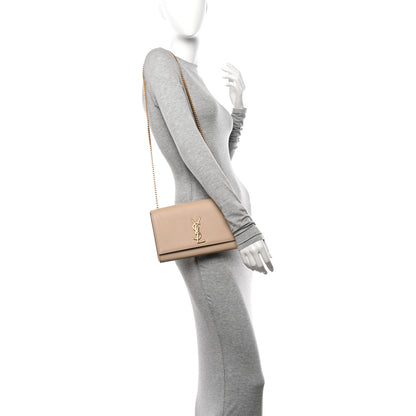 Saint Laurent Grain De Poudre Medium Monogram Kate Satchel Nude Powder 3 of 19