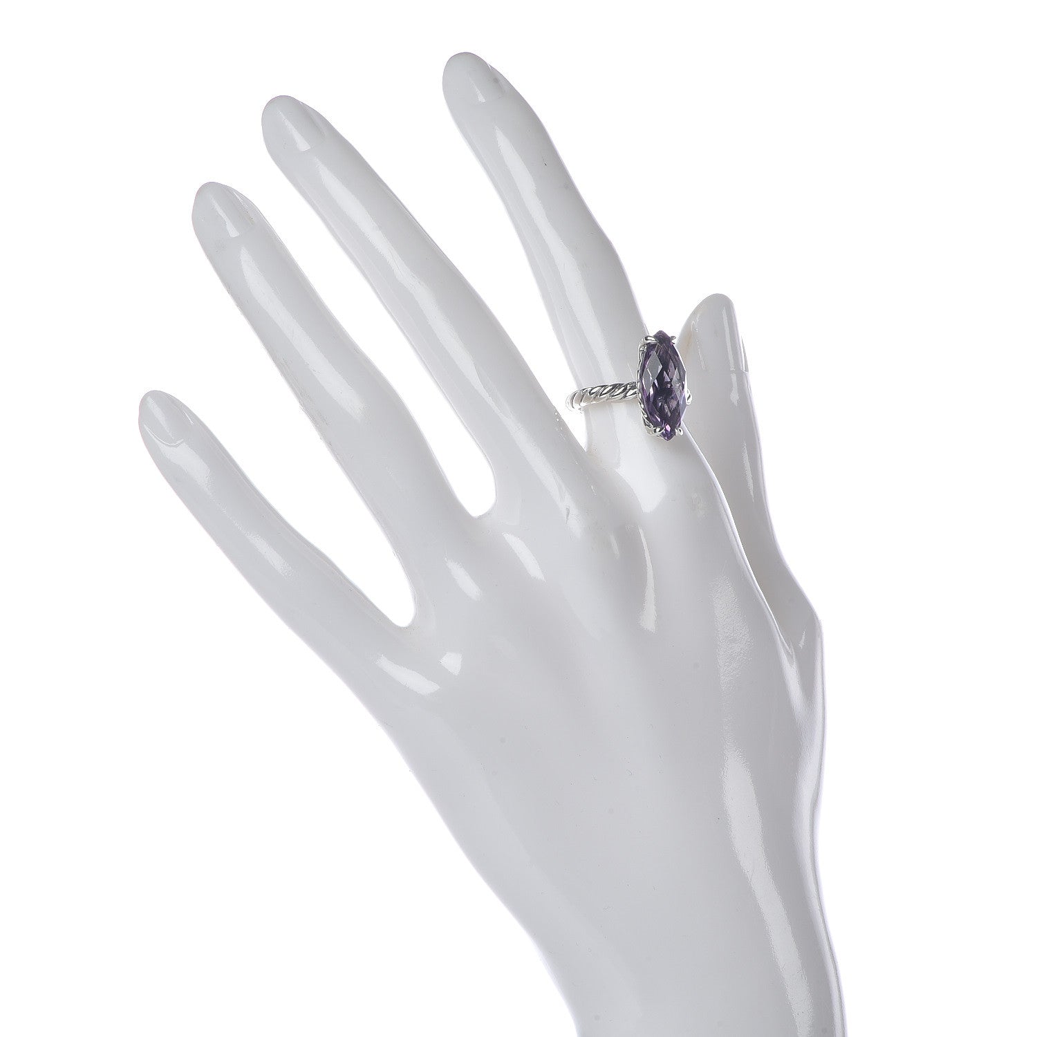 David Yurman Sterling Silver Amethyst Marquise Ring 49 5 2 of 6