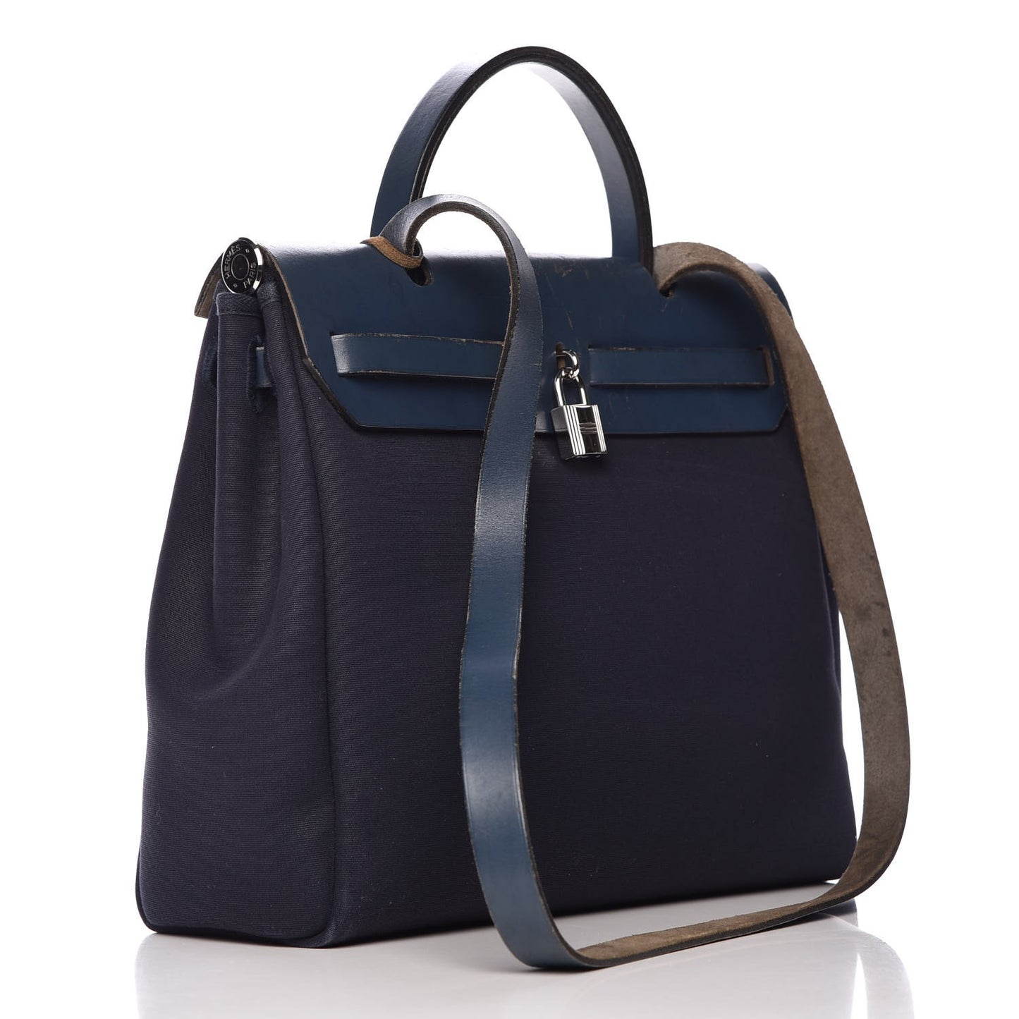 Toile Vache Calfskin Herbag PM 30 Navy Bleu Natural