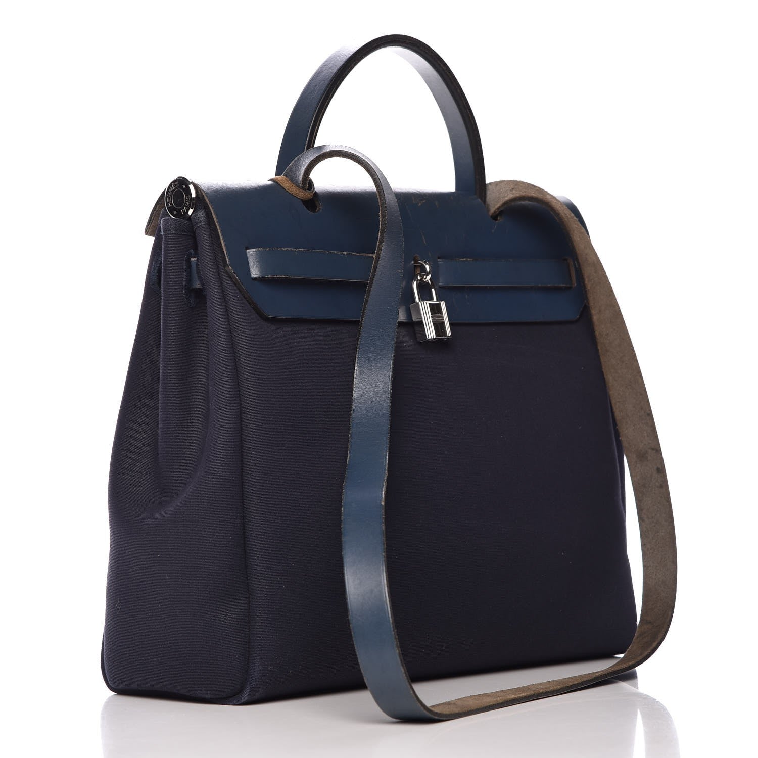 Hermes Toile Vache Calfskin Herbag PM 30 Navy Bleu Natural 4 of 25