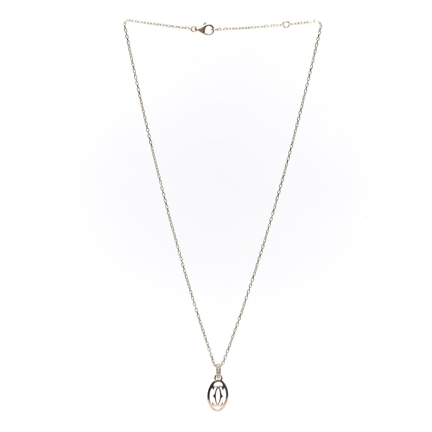 18K Pink Gold Diamond Logo Pendant Necklace
