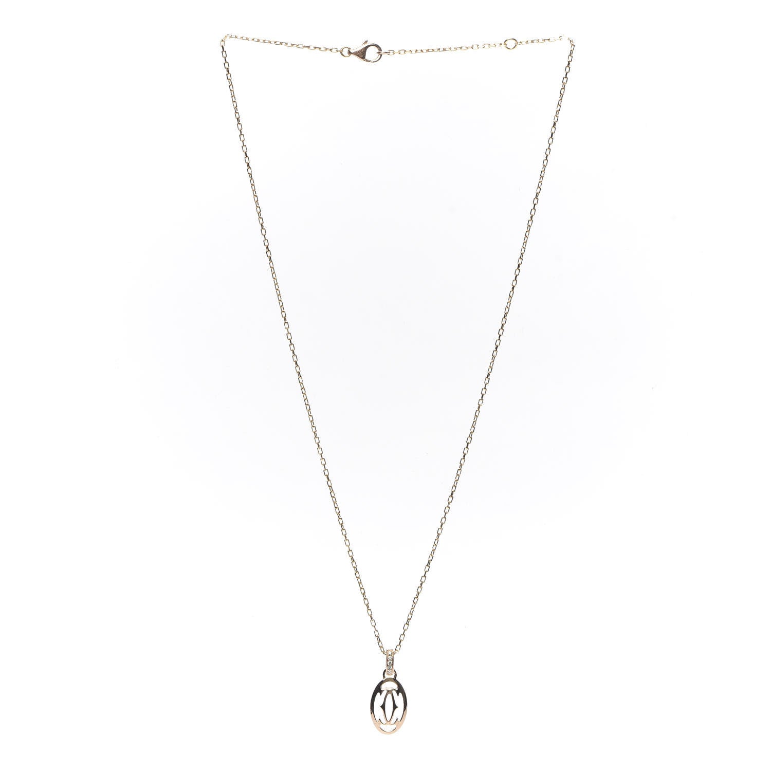 Cartier 18K Pink Gold Diamond Logo Pendant Necklace 3 of 7