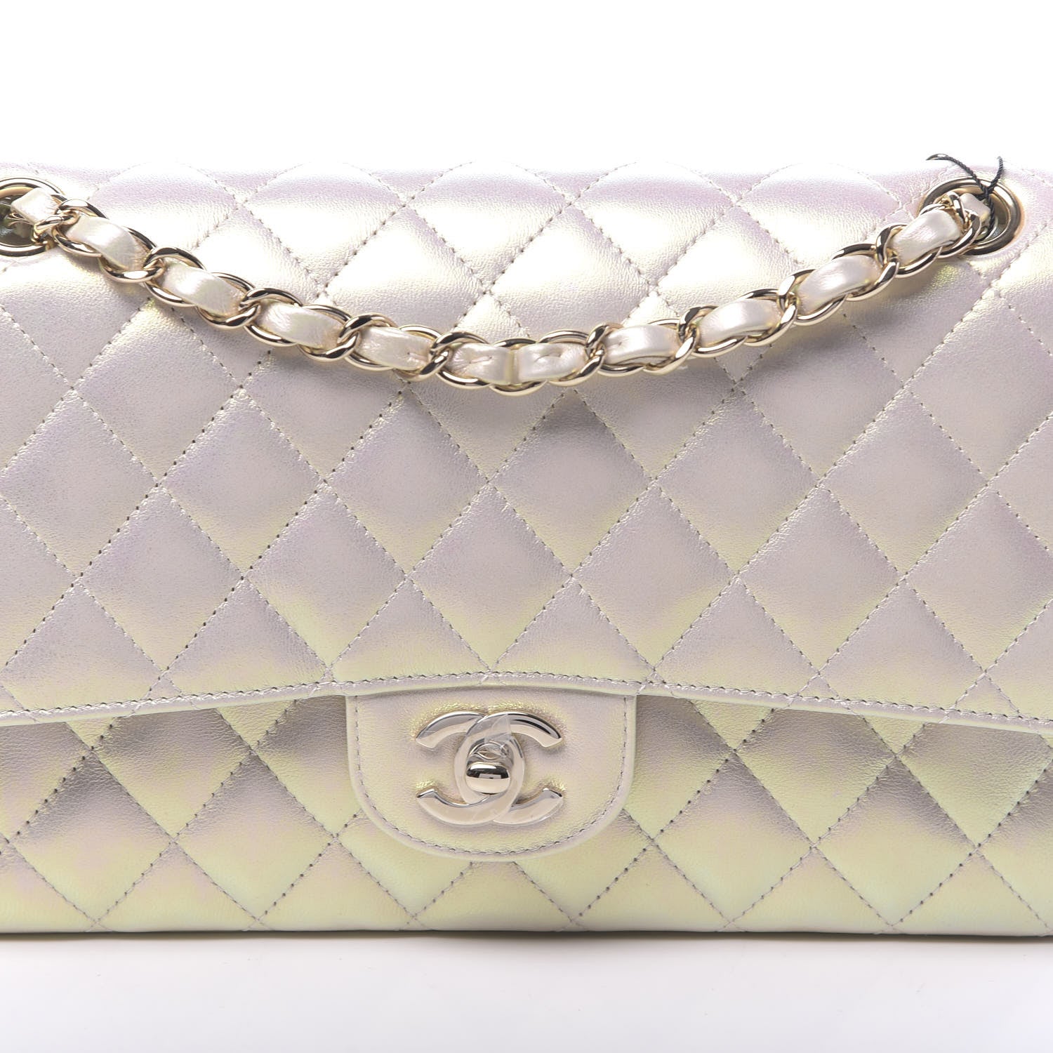 Chanel Iridescent Lambskin Quilted Medium Double Flap Ivory 10 of 11