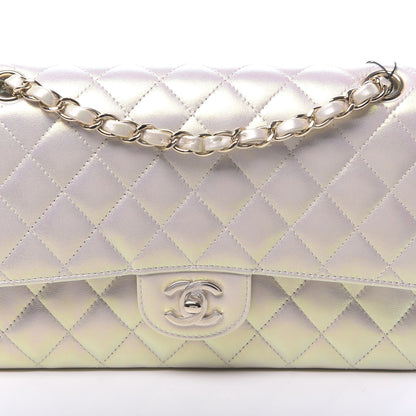 Chanel Iridescent Lambskin Quilted Medium Double Flap Ivory 10 of 11
