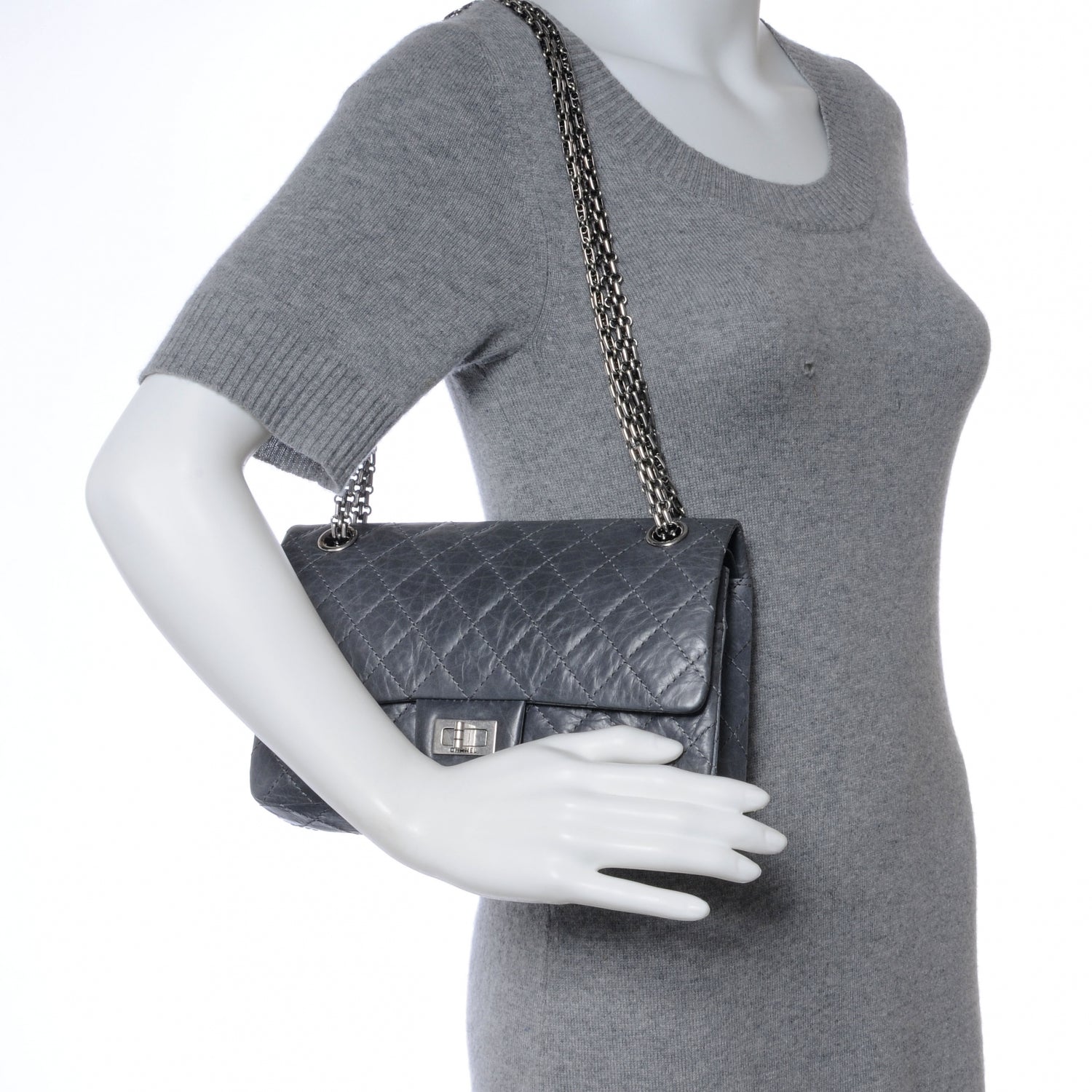 Chanel Aged Calfskin 50th Anniversary 2.55 Reissue 225 Flap Grey 2 of 8
