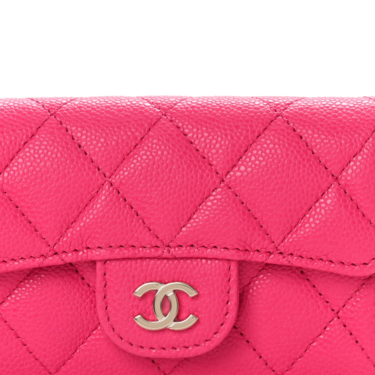 Chanel Caviar Quilted Flap Card Holder Wallet Fuchsia 8 of 8