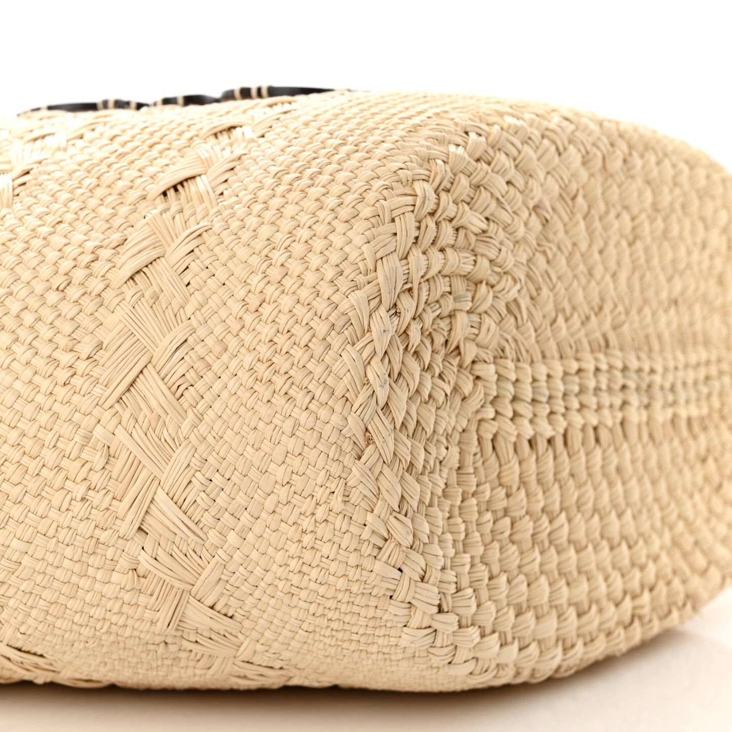 Iraca Palm Calfskin Medium Anagram Basket Bag Natural Tan