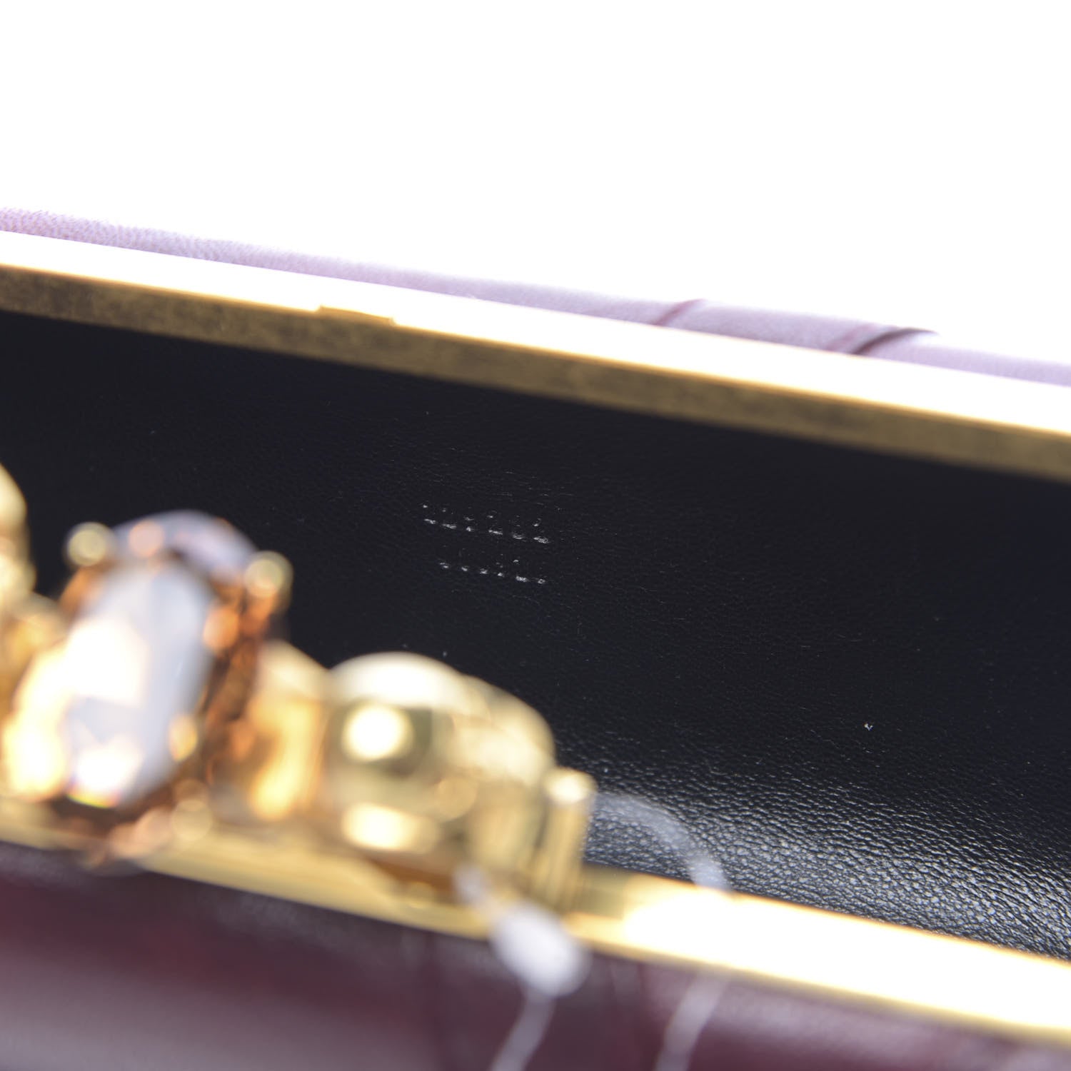 Alexander McQueen Nappa Buckle Skull Knuckle Box Clutch Burgundy 7 of 9
