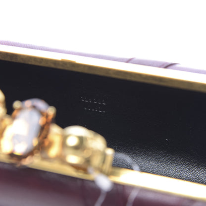 Alexander McQueen Nappa Buckle Skull Knuckle Box Clutch Burgundy 7 of 9