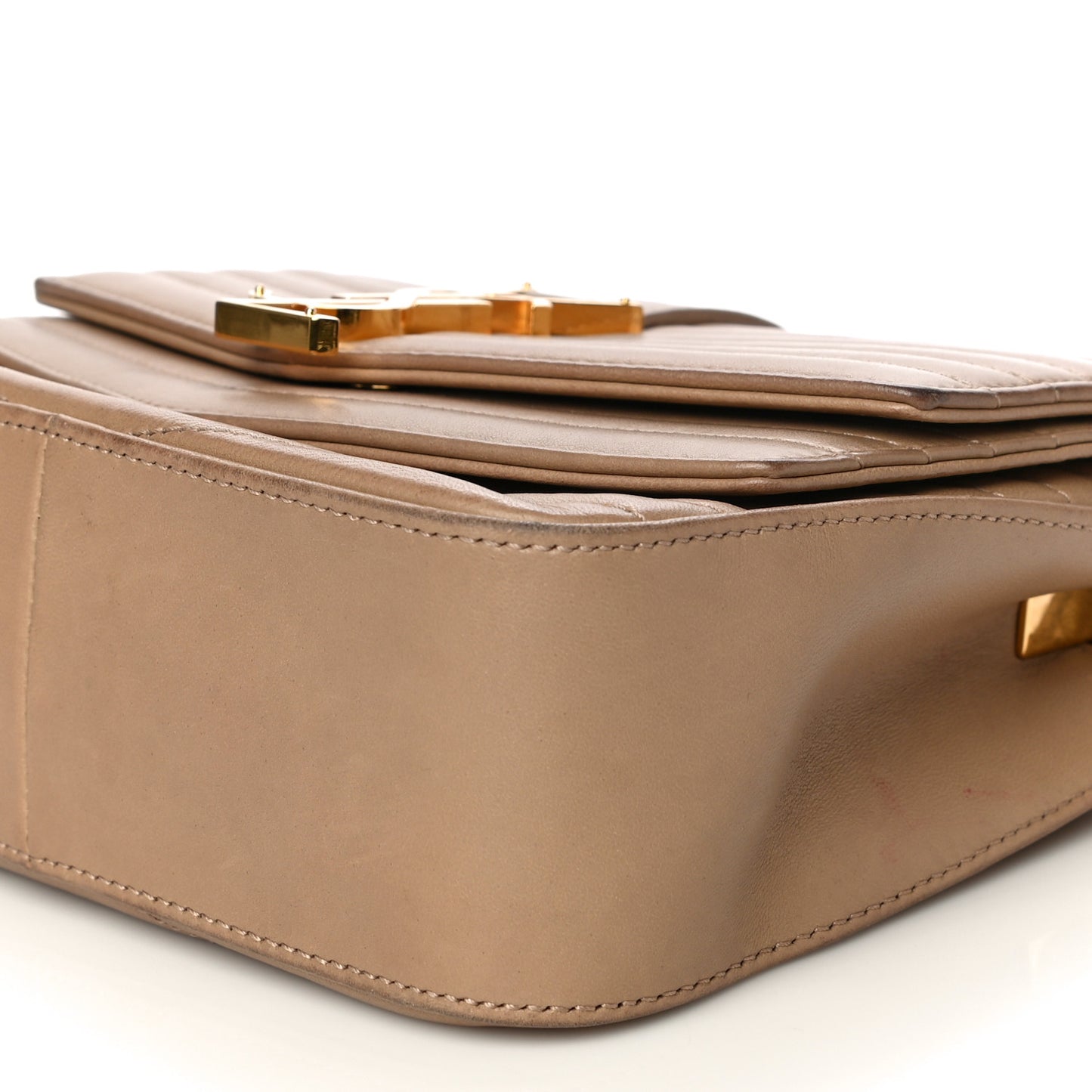 Lambskin Matelasse Chevron Monogram Small Sulpice Bag Sable Beige