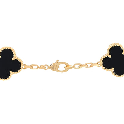 Van Cleef & Arpels 18K Yellow Gold Black Onyx 10 Motifs Vintage Alhambra Necklace 3 of 3