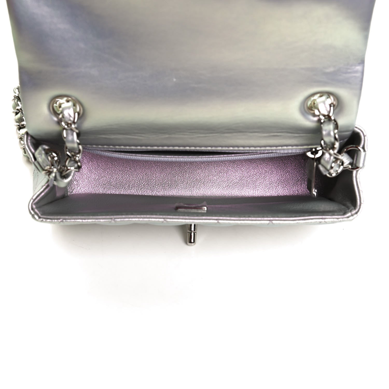Chanel Iridescent Lambskin Quilted Mini Rectangular Flap Light Purple 5 of 13