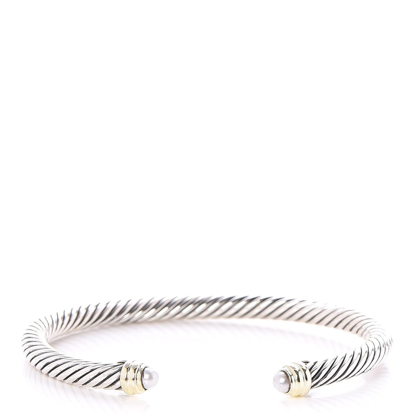 Sterling Silver 14K Yellow Gold Pearl 5mm Cable Classics Petite Color Bracelet