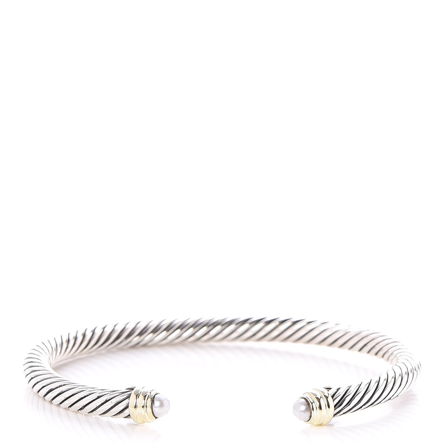 David Yurman Sterling Silver 14K Yellow Gold Pearl 5mm Cable Classics Petite Color Bracelet 1 of 5