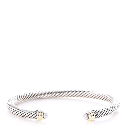 David Yurman Sterling Silver 14K Yellow Gold Pearl 5mm Cable Classics Petite Color Bracelet 1 of 5