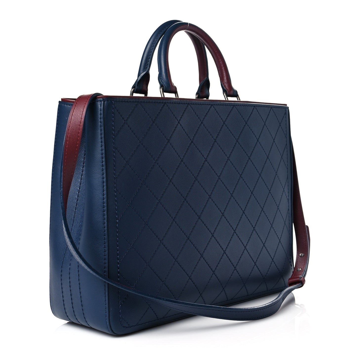 Bullskin Stitched Large Bi-Color Shopping Tote Blue