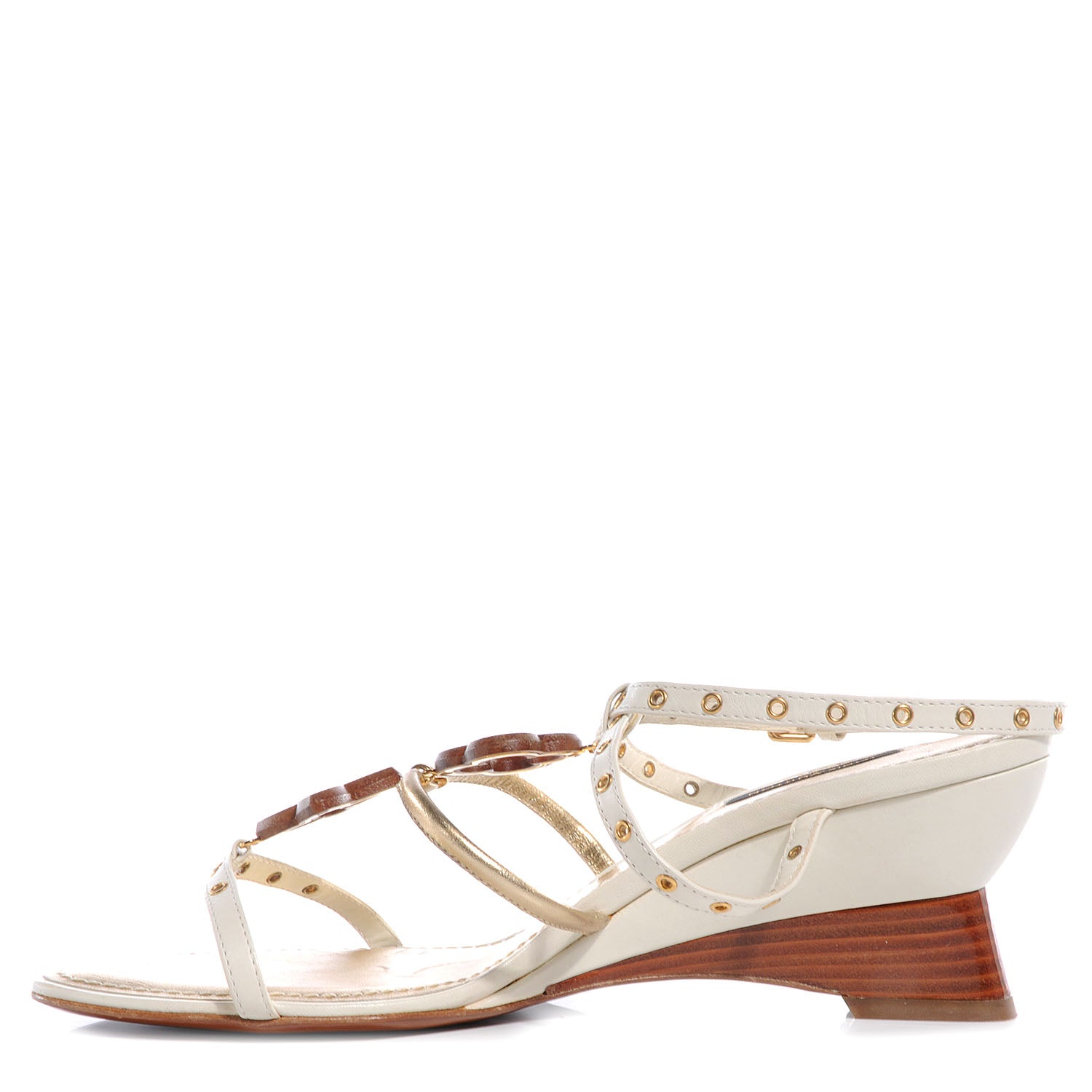 Louis Vuitton Andalucia Wedge Sandals 39 Creme 1 of 6