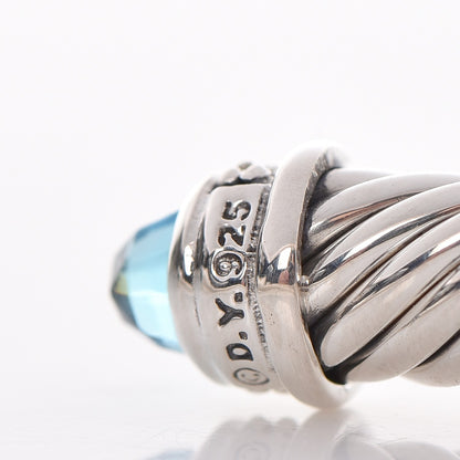 David Yurman Sterling Silver Diamond Blue Topaz 5mm Cable Classics Bracelet 4 of 4