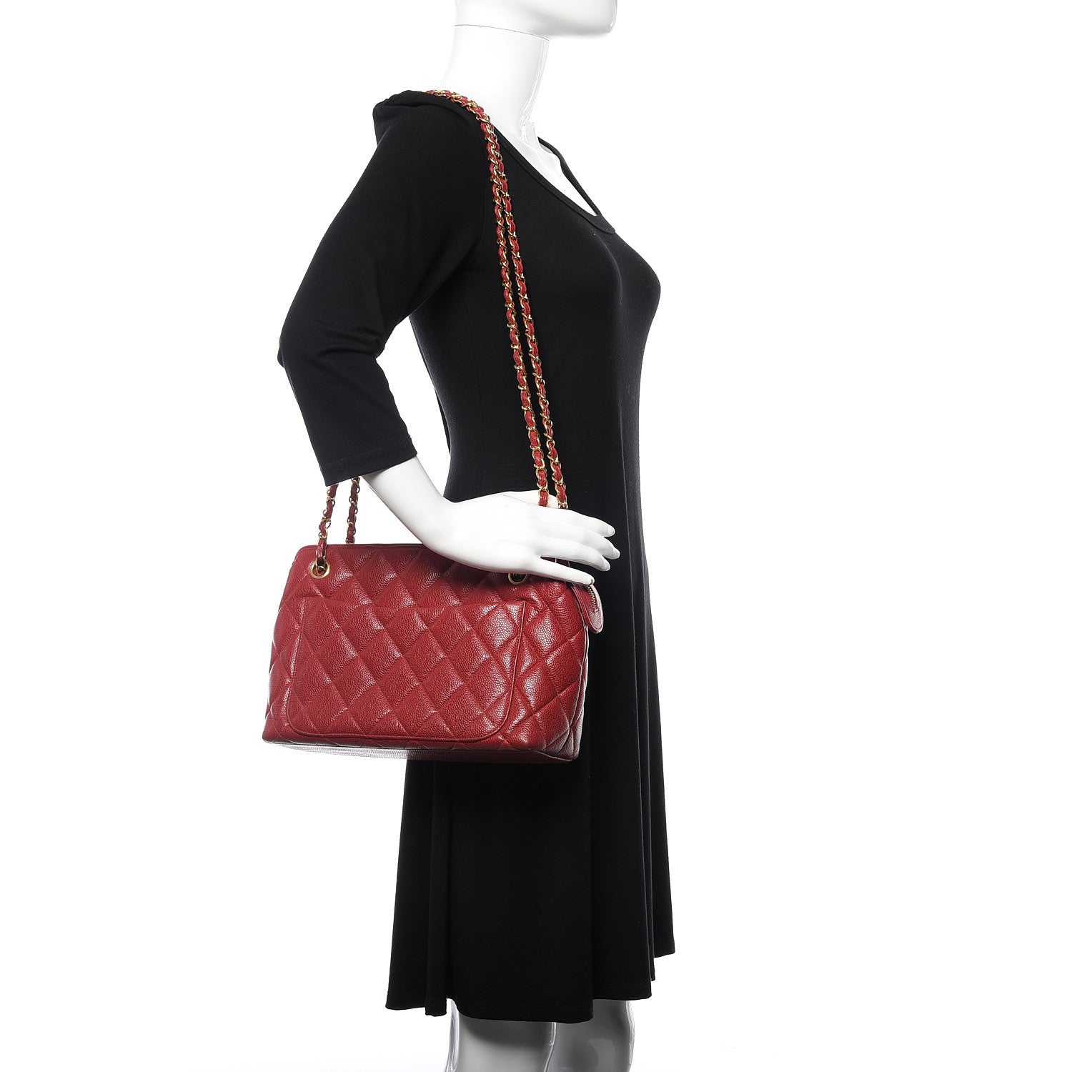 Chanel Caviar Quilted Sun Medallion Shoulder Bag Red 2 of 15