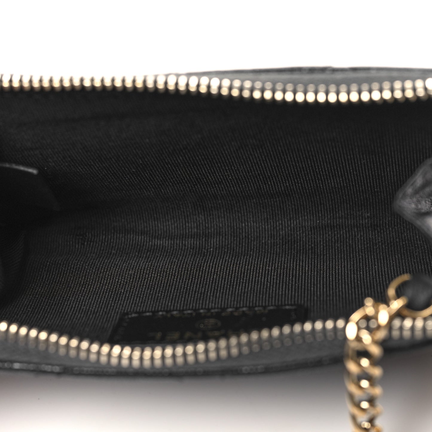 Iridescent Caviar Quilted Zipped Key Holder Case Black