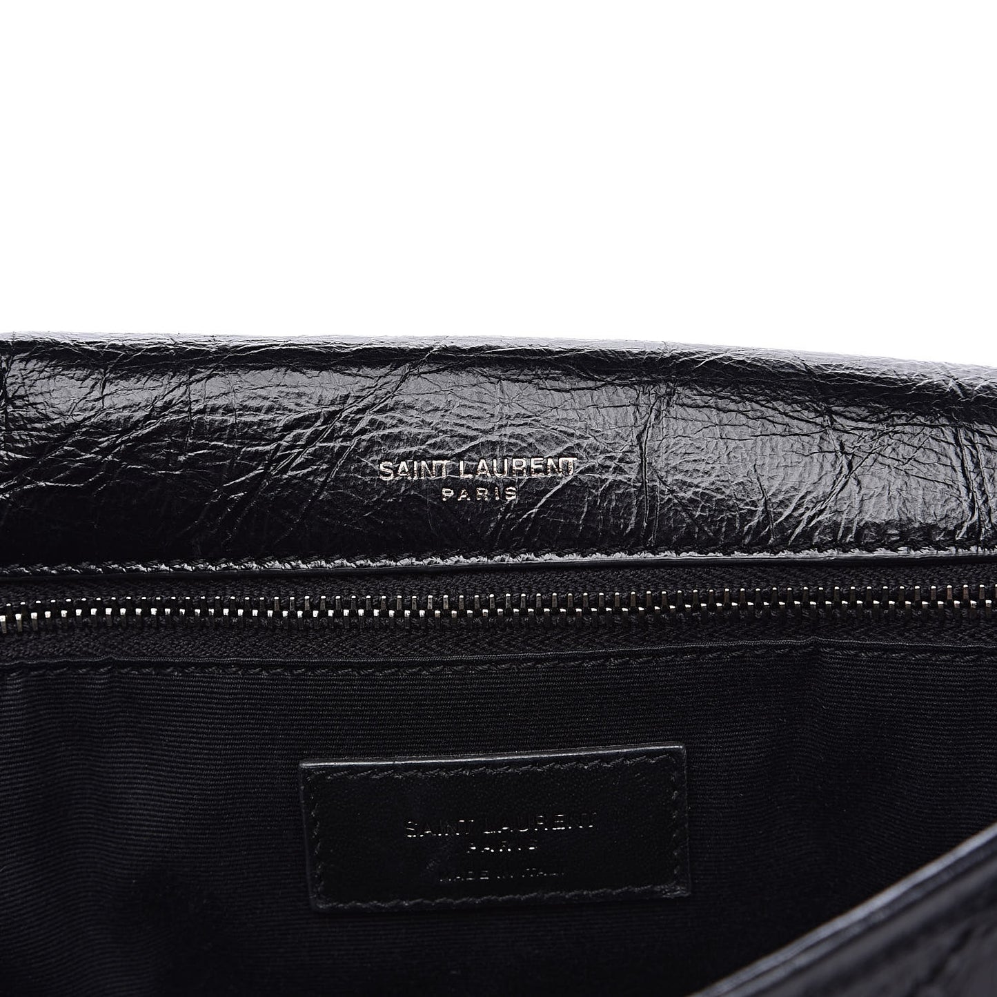 Crinkled Calfskin Matelasse Monogram Medium Niki Chain Satchel Black