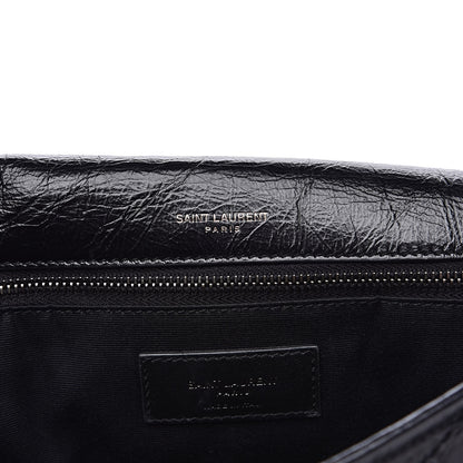 Saint Laurent Crinkled Calfskin Matelasse Monogram Medium Niki Chain Satchel Black 6 of 11