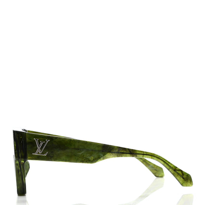 Louis Vuitton Acetate Marble Effect Swarovski Cyclone Sunglasses Z1552W Green 3 of 6