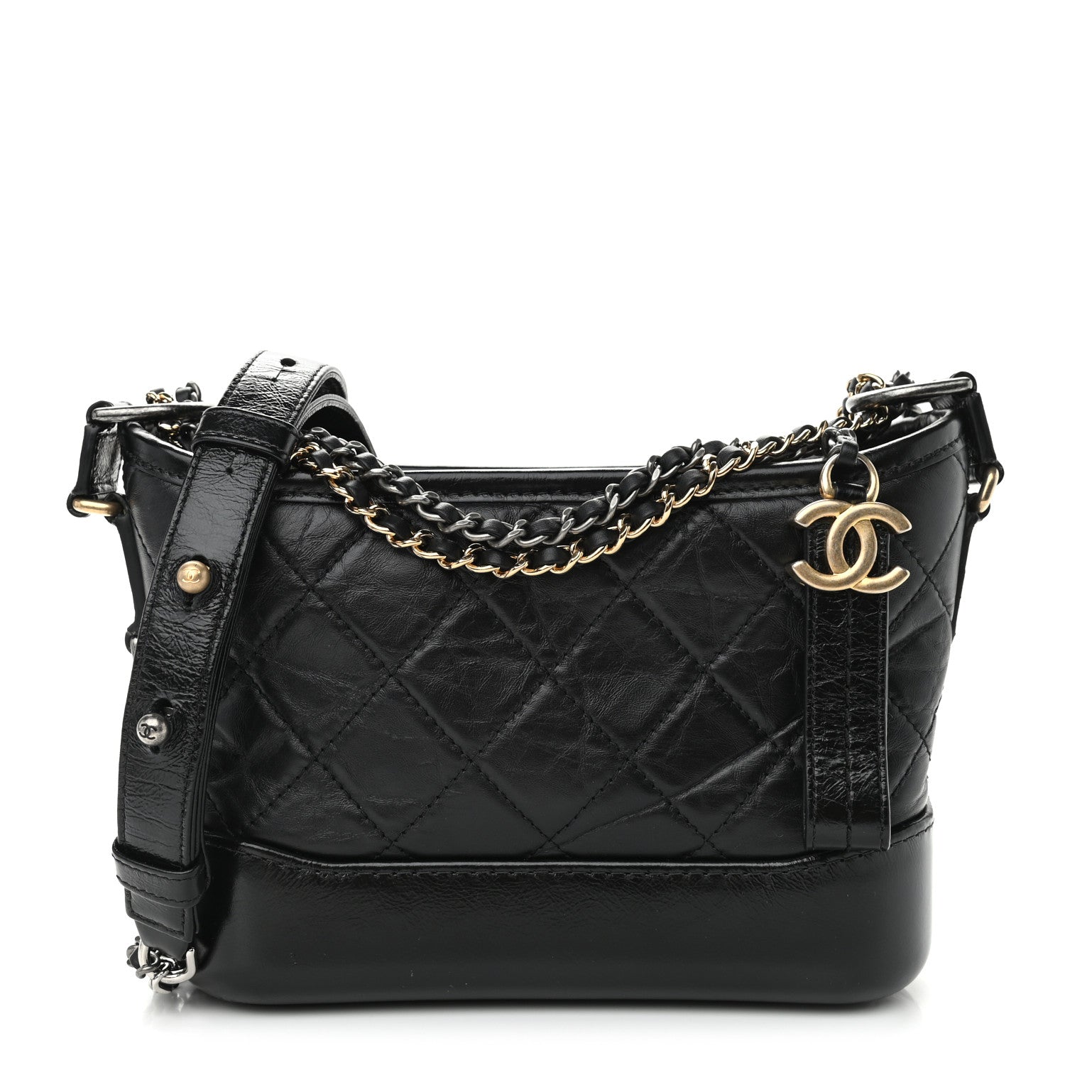 Chanel Aged Calfskin Quilted Small Gabrielle Hobo Black 1 of 10