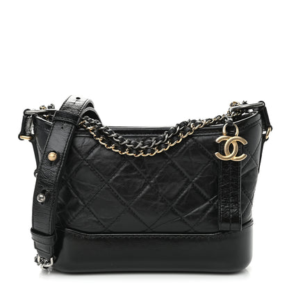 Chanel Aged Calfskin Quilted Small Gabrielle Hobo Black 1 of 10