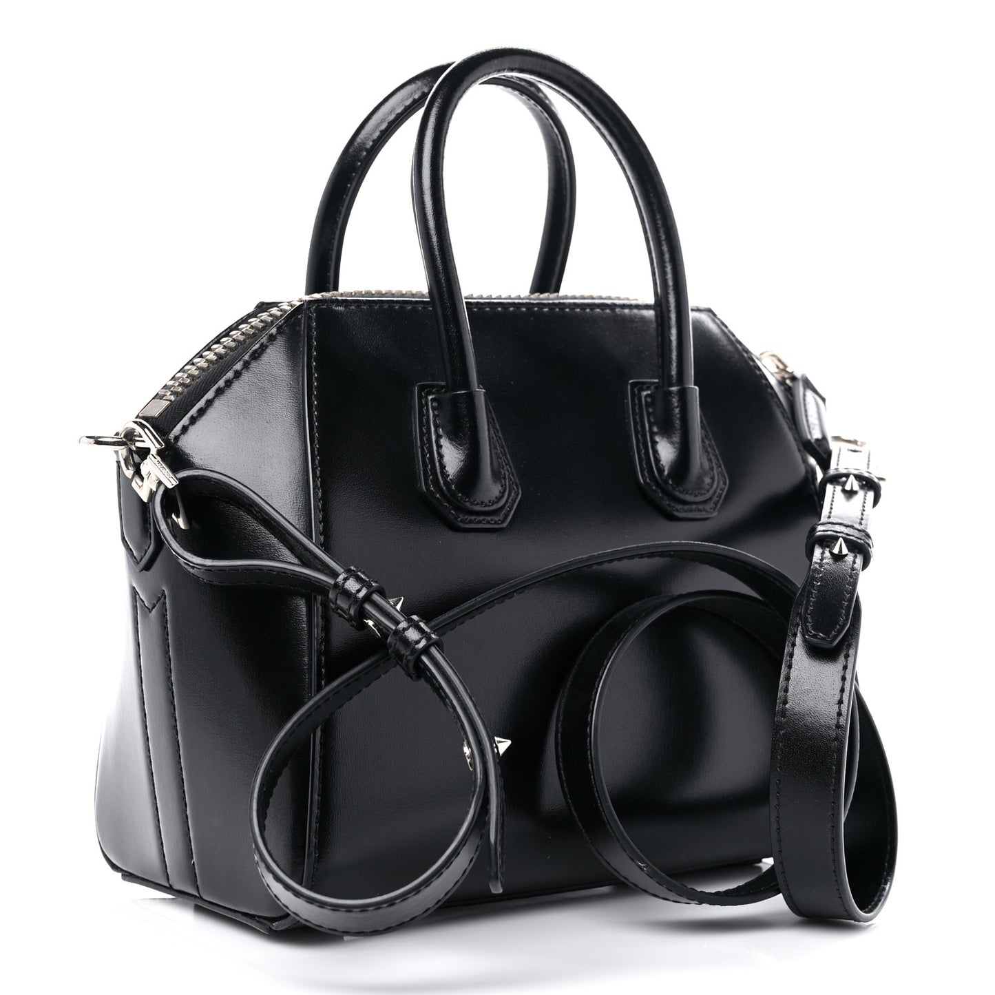 Shiny Lord Calfskin Mini Antigona Black