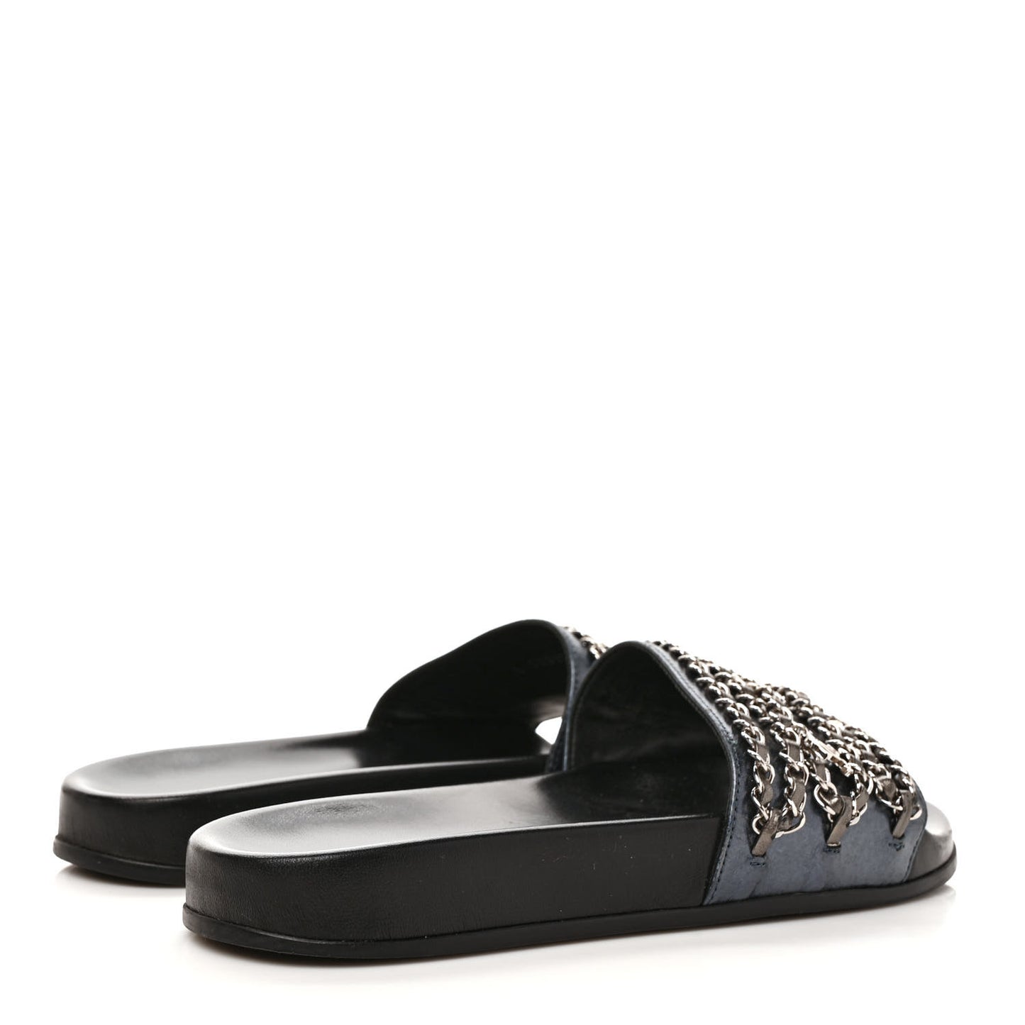 Fantasy Lambskin Chain Flat Sandals 39 Blue