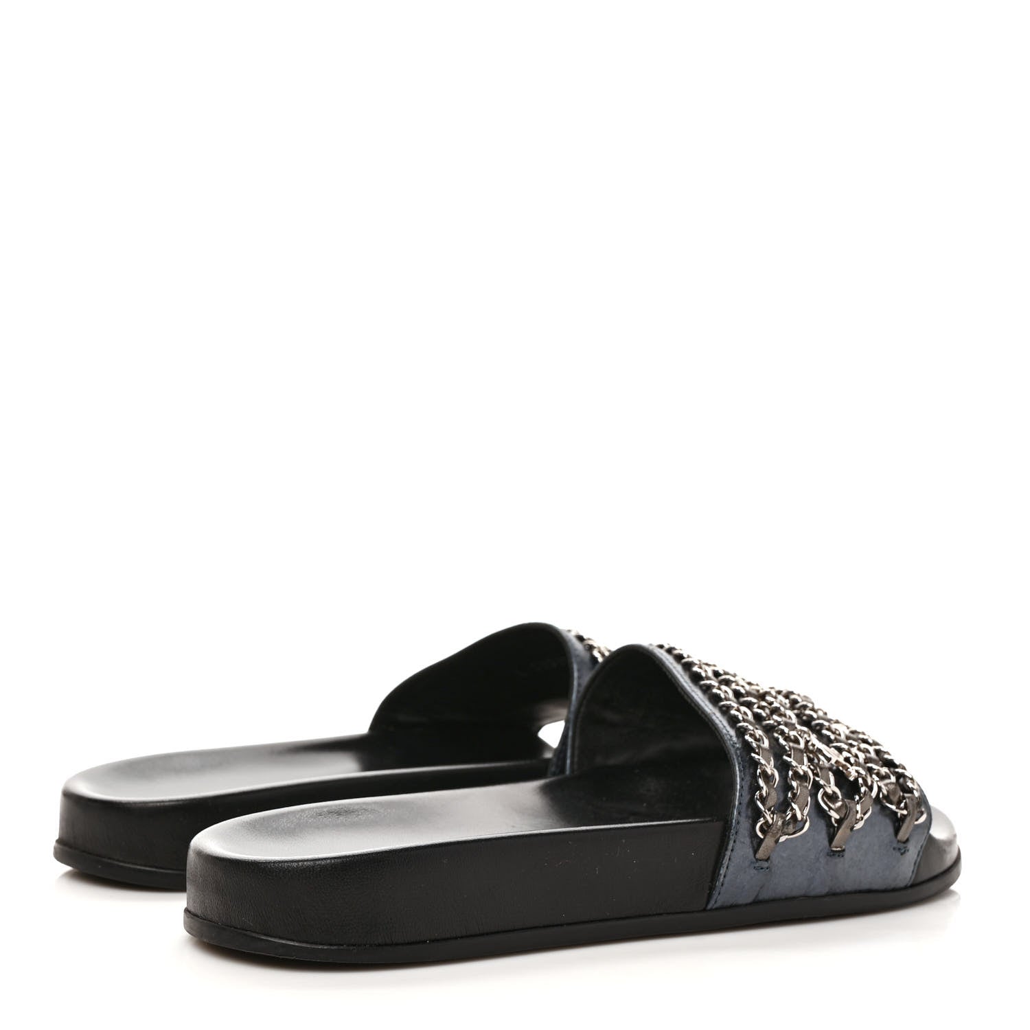 Chanel Fantasy Lambskin Chain Flat Sandals 39 Blue 4 of 8