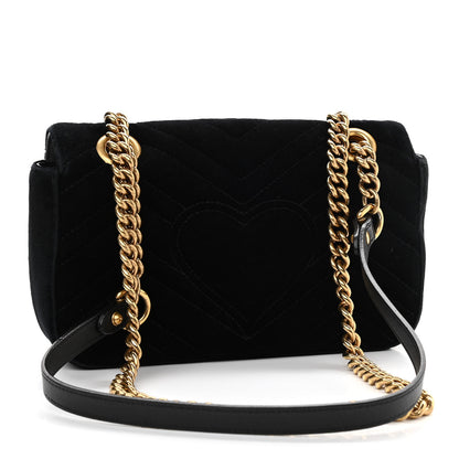 Gucci Velvet Matelasse Mini GG Marmont Shoulder Bag Black 3 of 10
