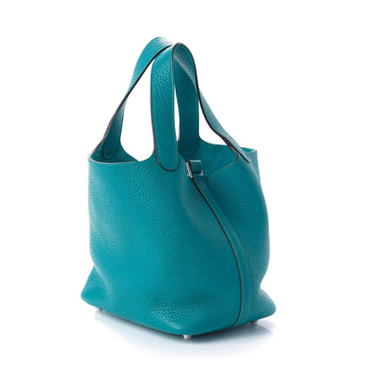 Hermes Taurillon Clemence Picotin Lock 18 PM Turquoise 3 of 9