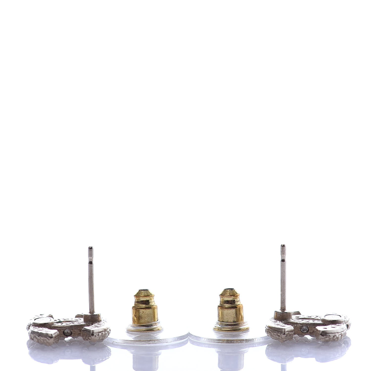 Chanel Pearl Crystal CC Earrings Light Gold 3 of 4