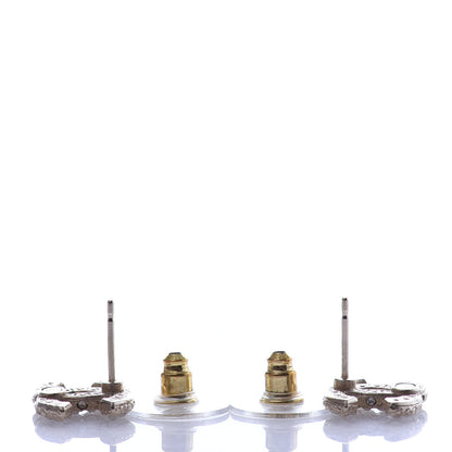 Chanel Pearl Crystal CC Earrings Light Gold 3 of 4