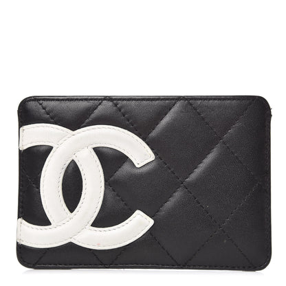 Chanel Calfskin Quilted Cambon Card Holder Black White 1 of 9