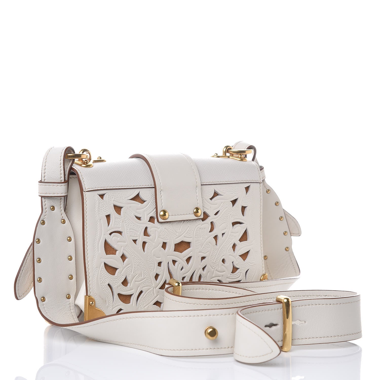 Prada City Calf Saffiano Laser Cut Cahier Bag Talco 3 of 12