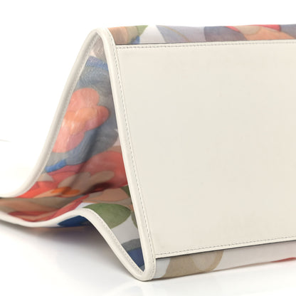 Fendi Mesh Vitello Century Wicker Floral Print Large Runaway Shopper Tote White Ice Multicolor 7 of 9