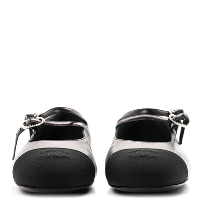 Chanel Lambskin Grosgrain Pearl Mary Jane Flats 38 Black 3 of 9
