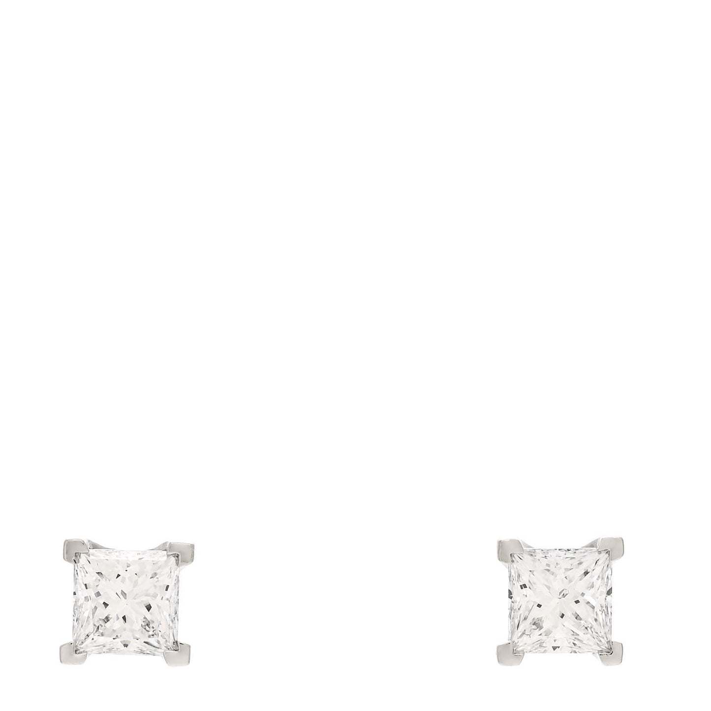 Platinum Diamond .60ctw Princess Cut Solitaire Earrings