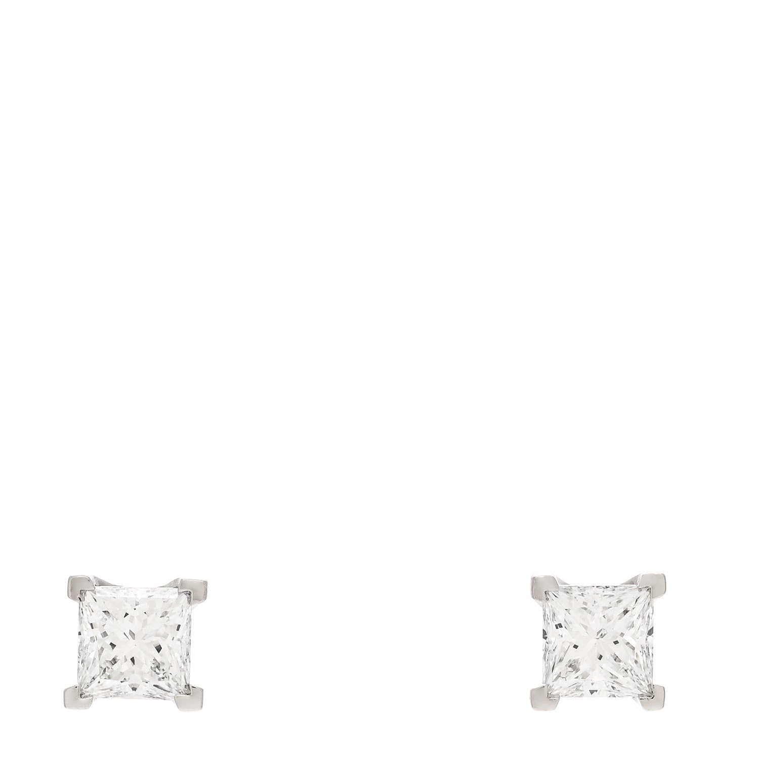 Tiffany Platinum Diamond .60ctw Princess Cut Solitaire Earrings 1 of 5