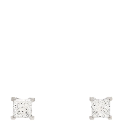 Tiffany Platinum Diamond .60ctw Princess Cut Solitaire Earrings 1 of 5