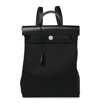 Hermes Military Toile Vache Hunter Herbag a Dos Zip Retourne Backpack Black 1 of 10