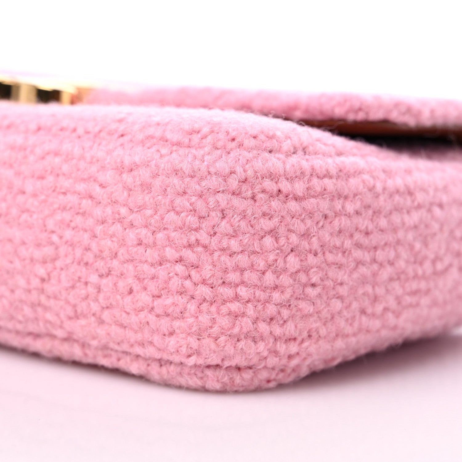 Celine Tweed Triomphe Chain Shoulder Bag Pink 10 of 11