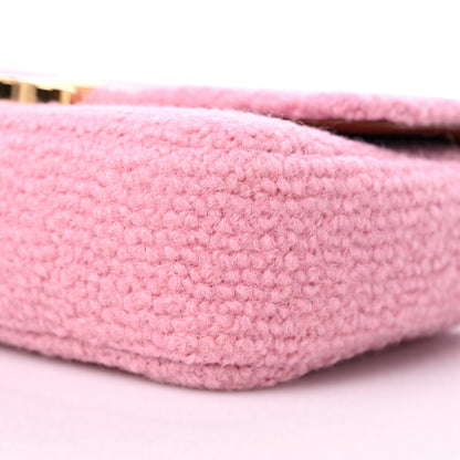 Celine Tweed Triomphe Chain Shoulder Bag Pink 10 of 11