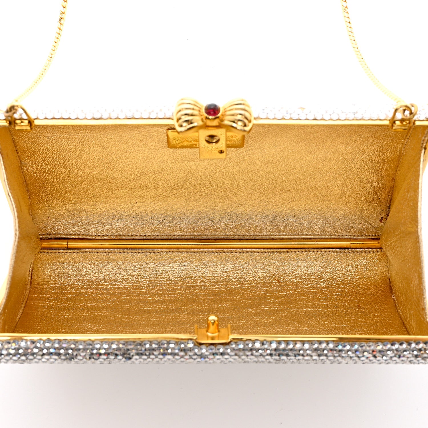 Judith Leiber Swarovski Crystal Minaudiere Clutch Gold 8 of 13